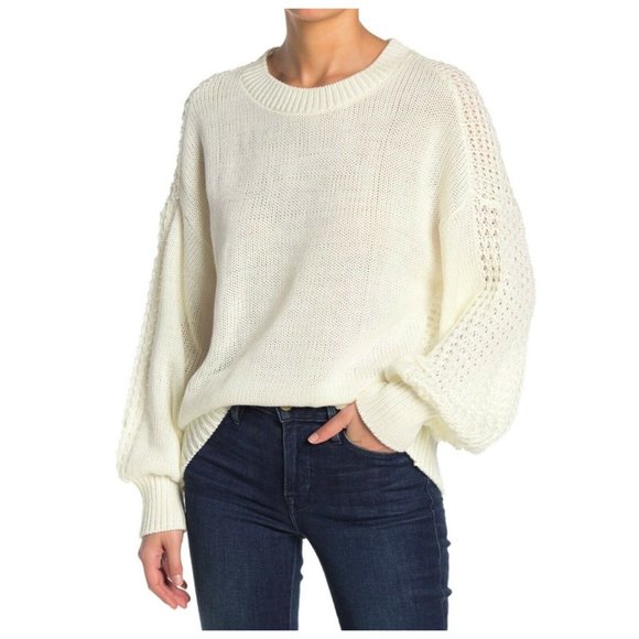 ABOUND Ivory Long Blouson Sleeve Crew Neck Sweater - Picture 8 of 8